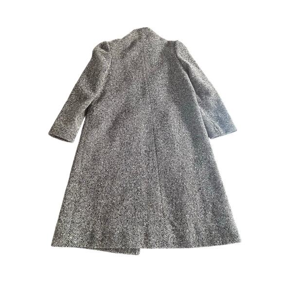 Vintage Tweed Long Winter Coat Jacket Women's Black‎ Gray Long Sleeve Classic - Picture 6 of 6